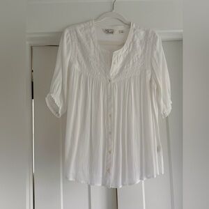 White Embroidered Women's Top
